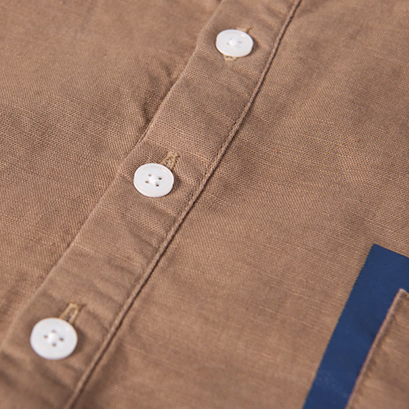 Chemise à manches courtes en coton et lin pour homme, motif Buddha Stones Daily Plain Patch, couleur assortie - image 13