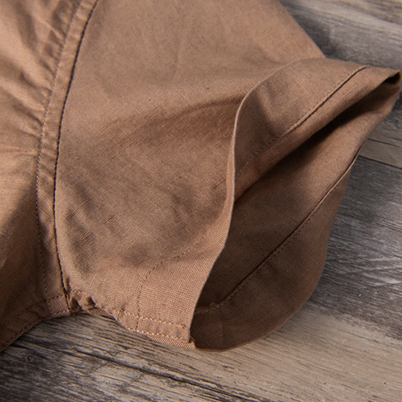 Chemise à manches courtes en coton et lin pour homme, motif Buddha Stones Daily Plain Patch, couleur assortie - image 15