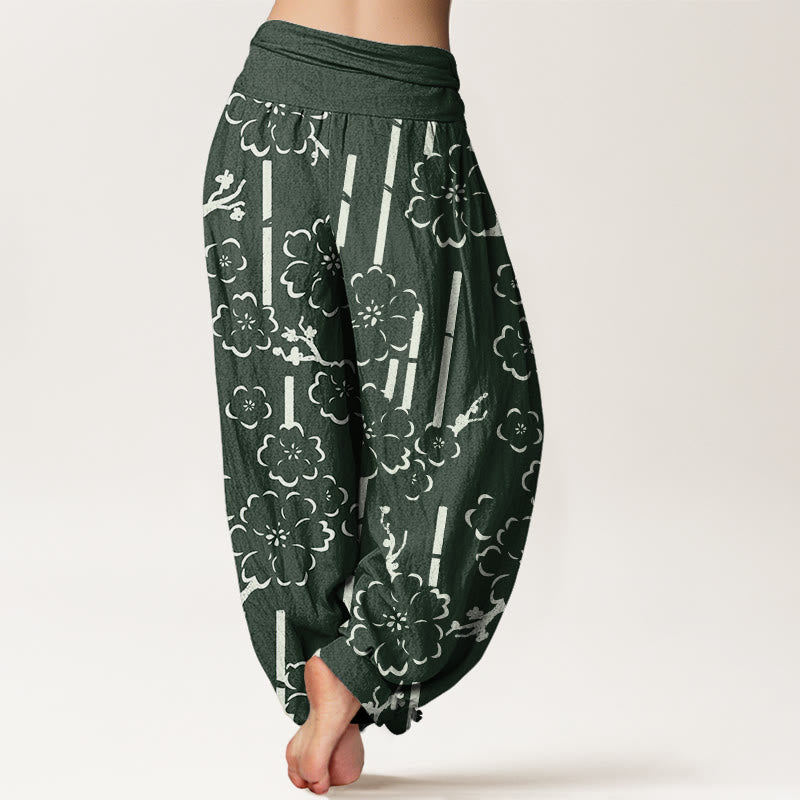 Pantalon sarouel à taille élastique pour femme, motif floral et Buddha Stones - image 2