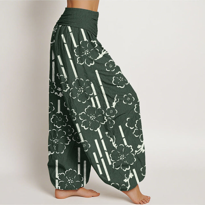 Pantalon sarouel à taille élastique pour femme, motif floral et Buddha Stones - image 3
