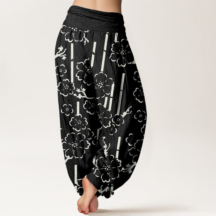 Pantalon sarouel à taille élastique pour femme, motif floral et Buddha Stones - image 6