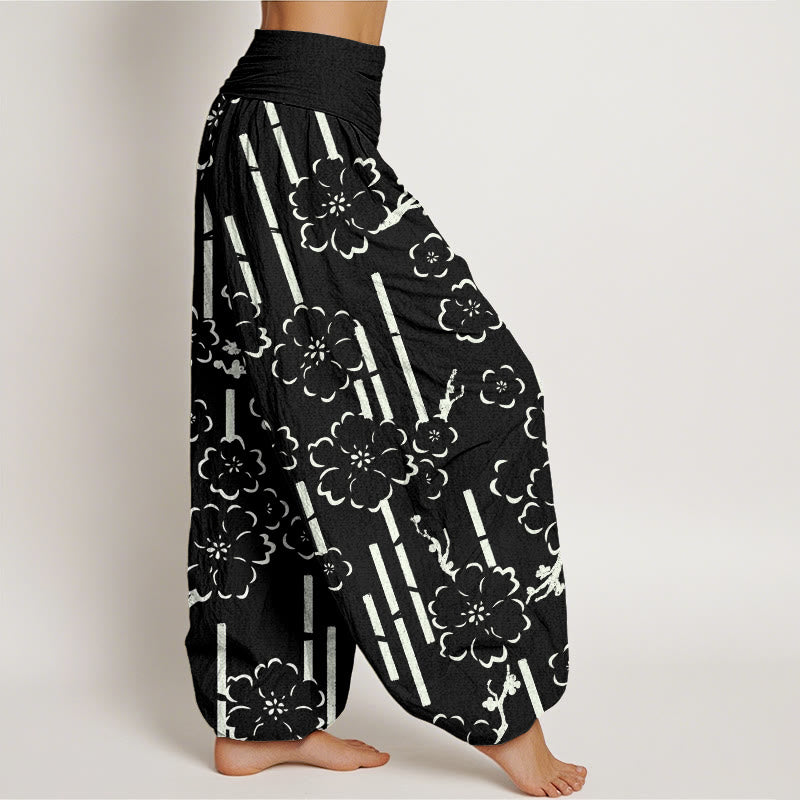 Pantalon sarouel à taille élastique pour femme, motif floral et Buddha Stones - image 7