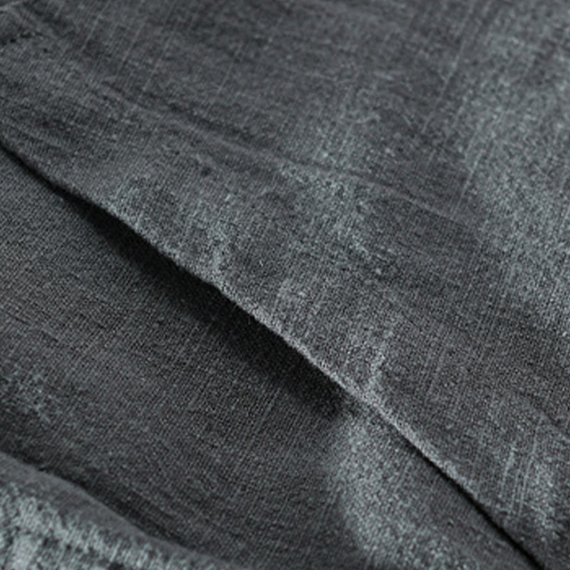 Chemise homme à manches longues en coton et lin avec poches, col montant et boutons simples, motif Buddha Stones , printemps - image 16