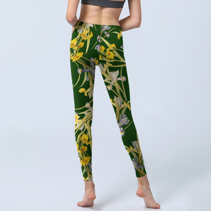 Leggings de sport à imprimé iris vert Buddha Stones pour femme, pantalon de yoga - image 6