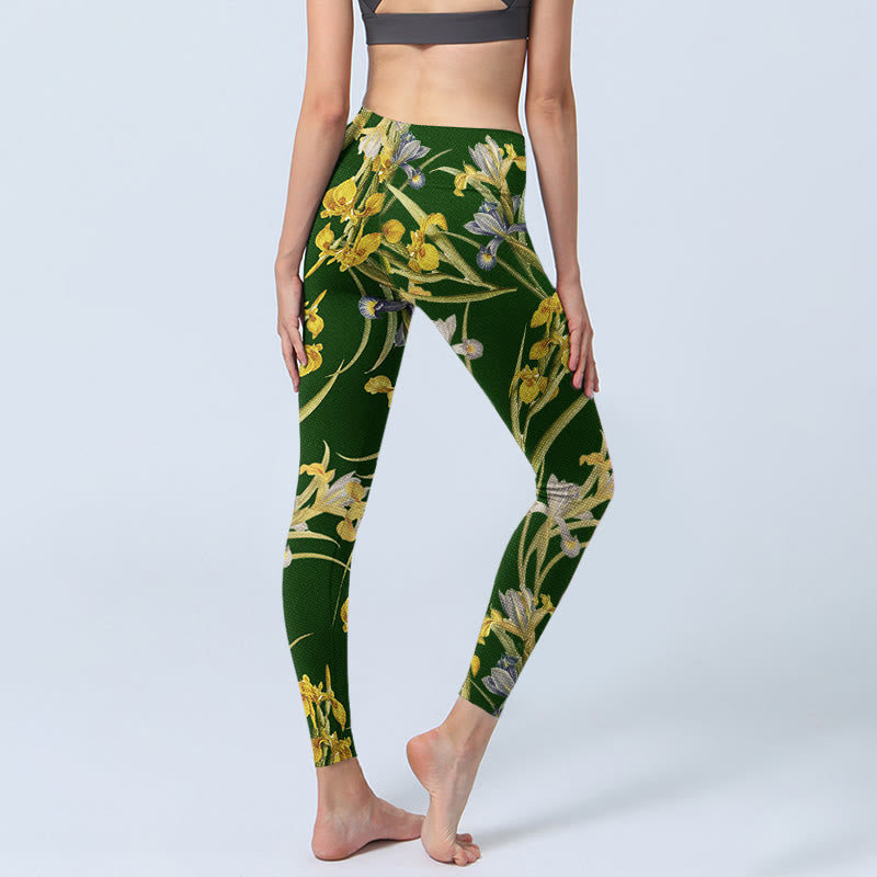 Leggings de sport à imprimé iris vert Buddha Stones pour femme, pantalon de yoga - image 5