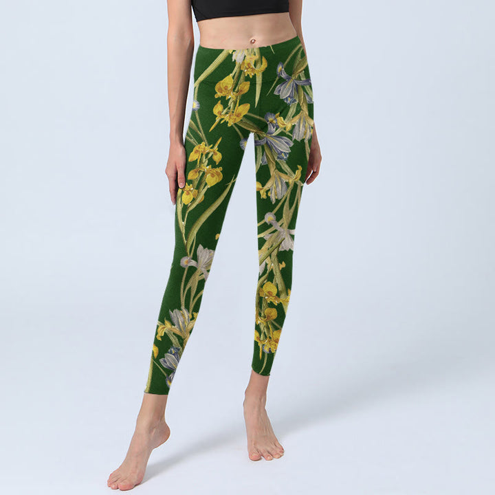 Leggings de sport à imprimé iris vert Buddha Stones pour femme, pantalon de yoga - image 6