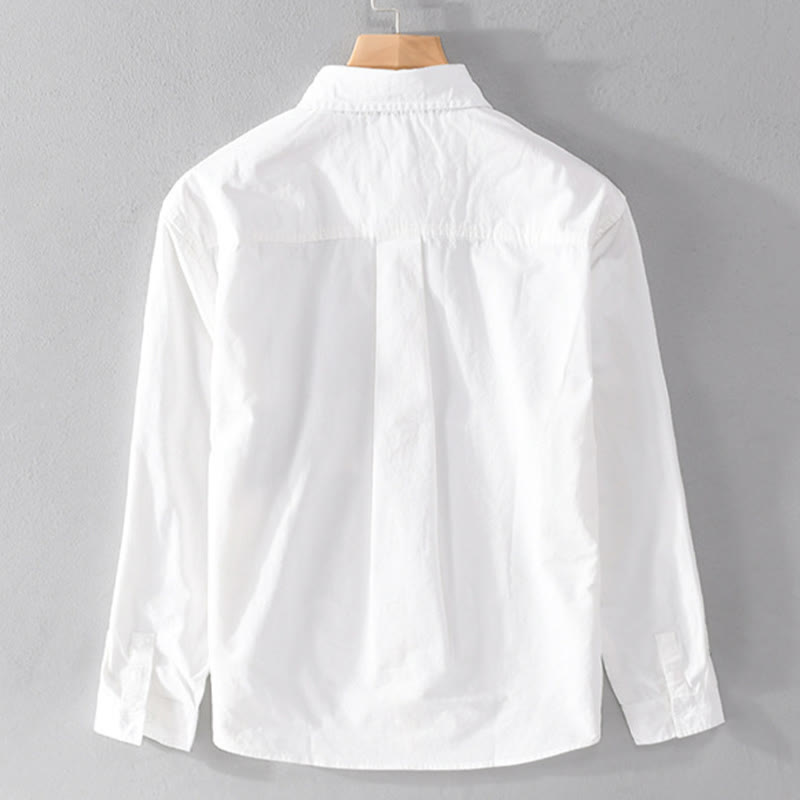 Chemise à manches longues en coton et lin avec poches pour homme, motif patchwork, motif Buddha Stones Spring Daily Line - image 8