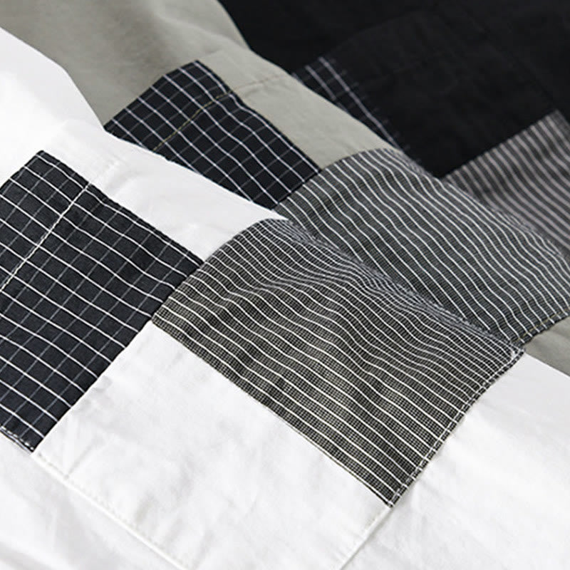 Chemise à manches longues en coton et lin avec poches pour homme, motif patchwork, motif Buddha Stones Spring Daily Line - image 26