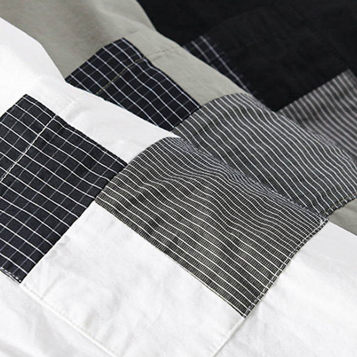 Chemise à manches longues en coton et lin avec poches pour homme, motif patchwork, motif Buddha Stones Spring Daily Line - image 26