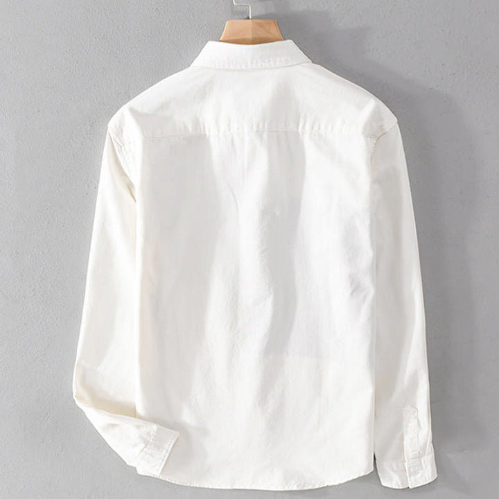 Chemise en coton et lin pour homme, avec poches, motif Buddha Stones, coutures contrastées, revers, manches longues et boutons - image 1