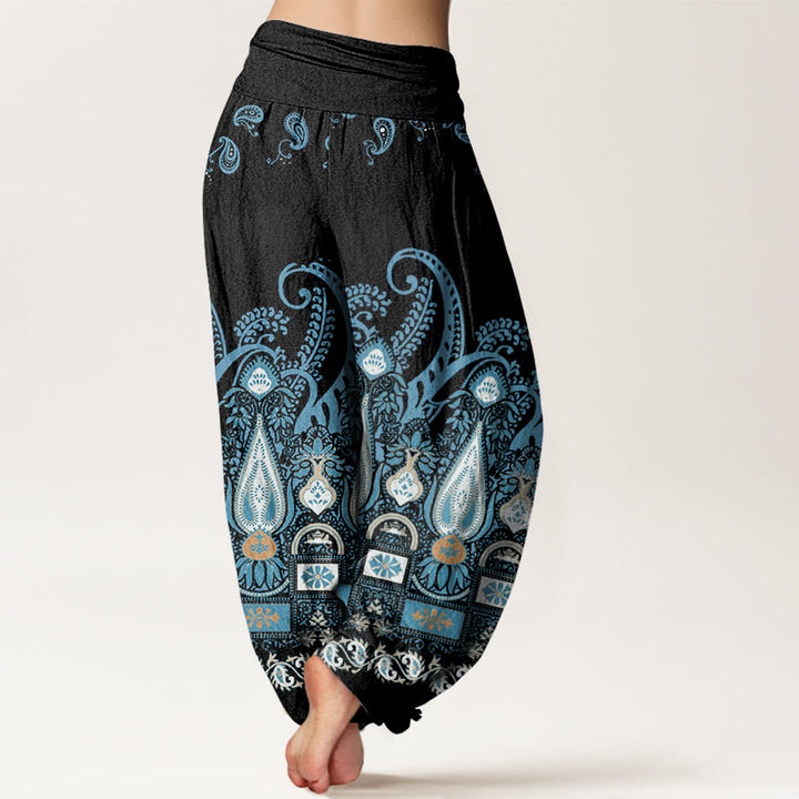 Pantalon sarouel à taille élastique pour femme avec motif floral cachemire Buddha Stones - image 2