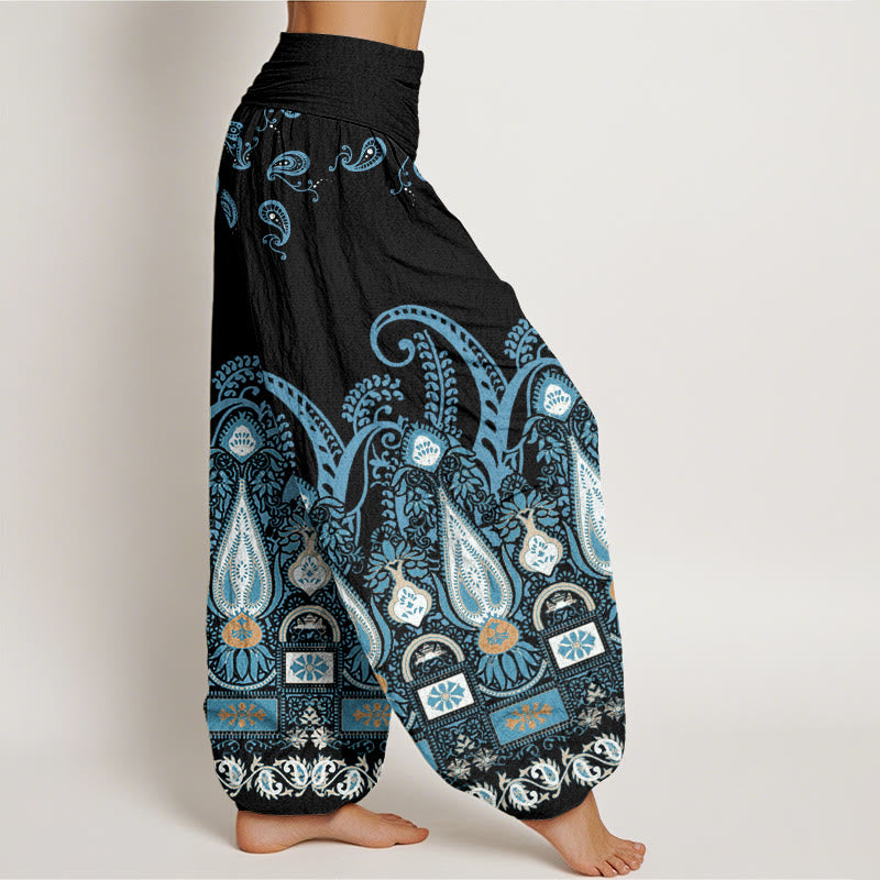 Pantalon sarouel à taille élastique pour femme avec motif floral cachemire Buddha Stones - image 3