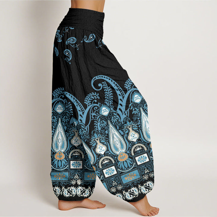 Pantalon sarouel à taille élastique pour femme avec motif floral cachemire Buddha Stones - image 3