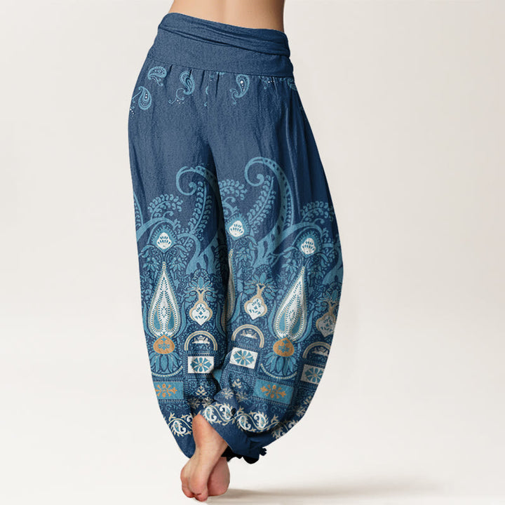 Pantalon sarouel à taille élastique pour femme avec motif floral cachemire Buddha Stones - image 9