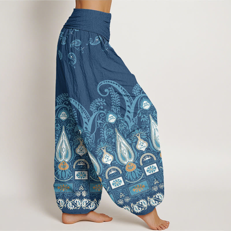 Pantalon sarouel à taille élastique pour femme avec motif floral cachemire Buddha Stones - image 10