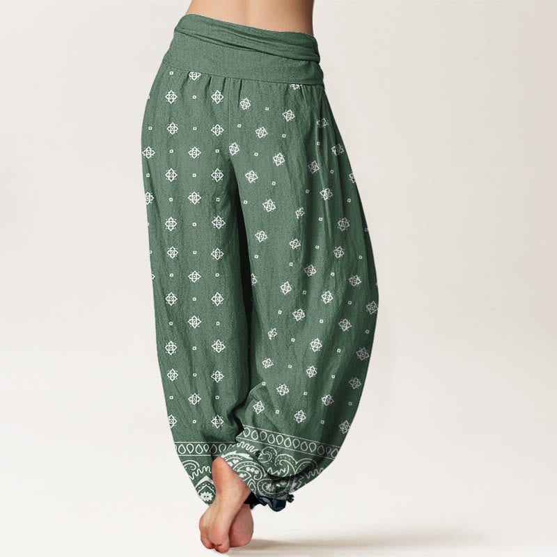 Pantalon sarouel à taille élastique pour femme, motif géométrique cachemire et Buddha Stones - image 2