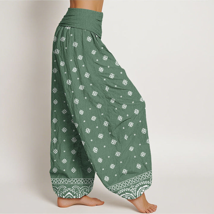 Pantalon sarouel à taille élastique pour femme, motif géométrique cachemire et Buddha Stones - image 3