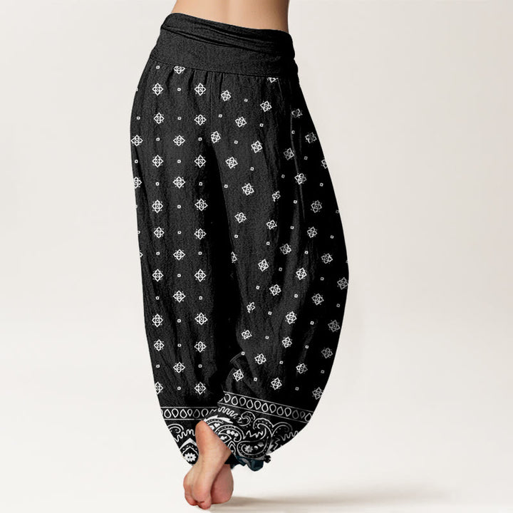 Pantalon sarouel à taille élastique pour femme, motif géométrique cachemire et Buddha Stones - image 9