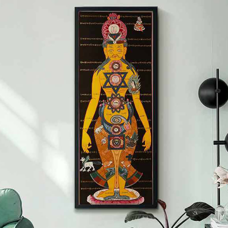 Buddha Stones Peinture Thangka tibétaine Décoration artisanale de guérison (style aléatoire)
