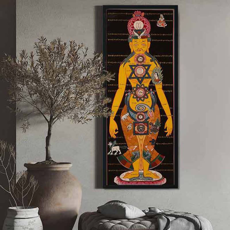 Buddha Stones Peinture Thangka tibétaine Décoration artisanale de guérison (style aléatoire)