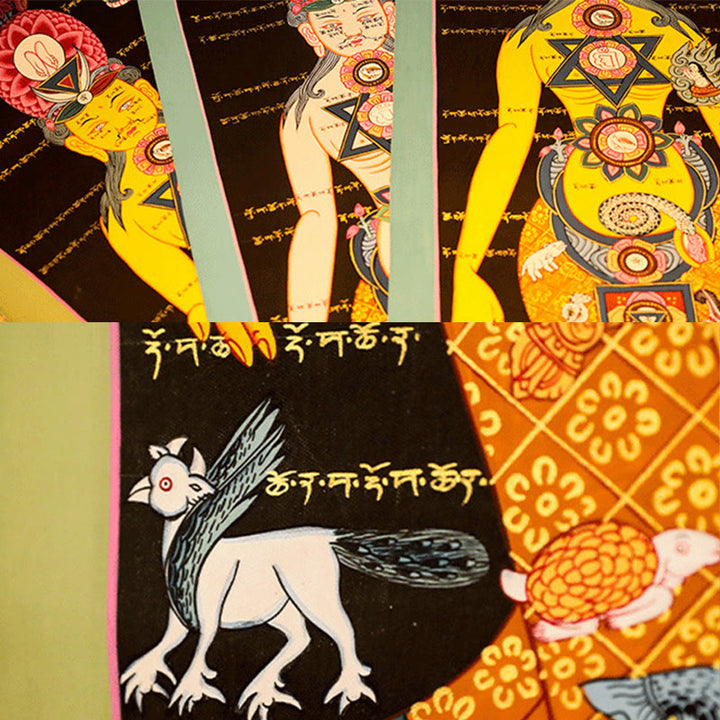 Buddha Stones Peinture Thangka tibétaine Décoration artisanale de guérison (style aléatoire)