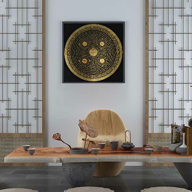 Buddha Stones Peinture Thangka tibétaine Om Mani Padme Hum Écriture Décoration faite à la main (style aléatoire)