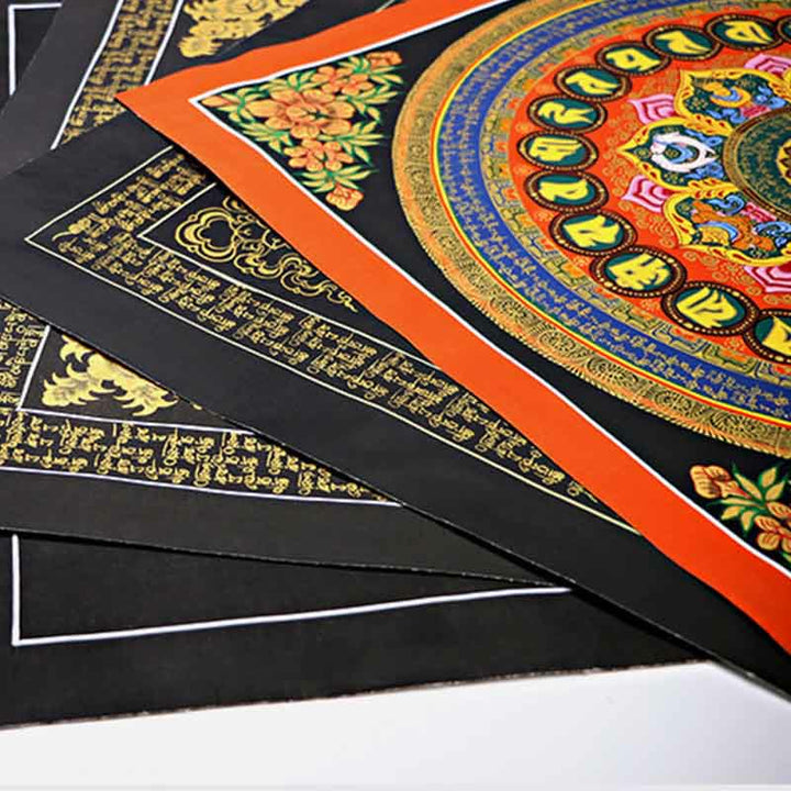 Buddha Stones Peinture Thangka tibétaine Om Mani Padme Hum Écriture Décoration faite à la main (style aléatoire)