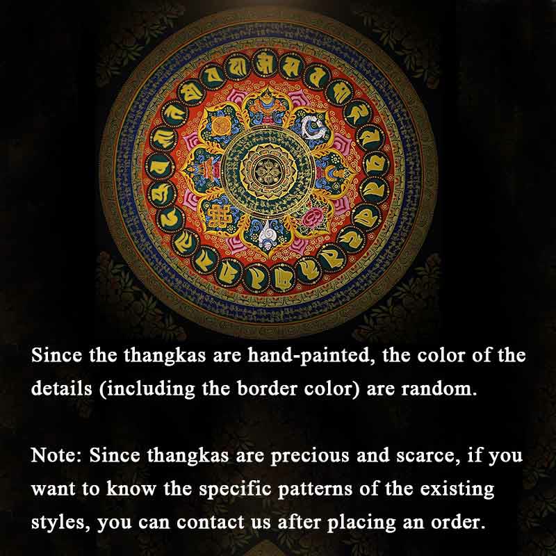 Buddha Stones Peinture Thangka tibétaine Om Mani Padme Hum Écriture Décoration faite à la main (style aléatoire)