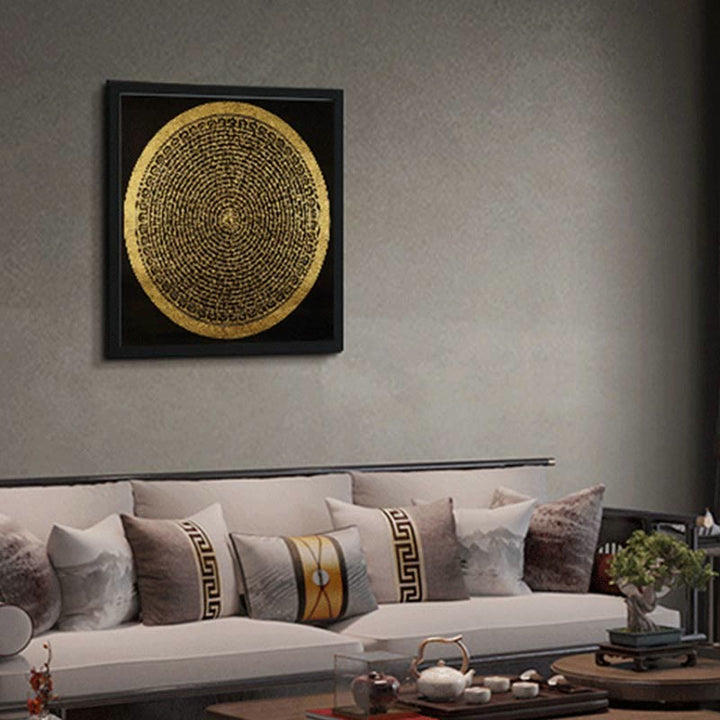 Buddha Stones Peinture Thangka tibétaine Om Mani Padme Hum Dragon Phénix Écriture Décoration faite à la main (Style aléatoire)