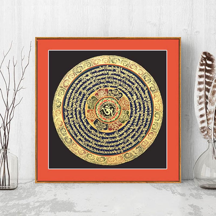 Peinture Thangka tibétaine en Buddha Stones , six mots vrais, écritures, décoration faite à la main, boîte aveugle (style aléatoire) - image 0