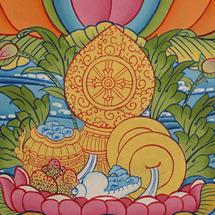 Buddha Stones Thangka Peinture Jaune Dieu de la Richesse Vert Tara Avalokitesvara Décoration Faite à la Main Boîte Aveugle (Style Aléatoire)