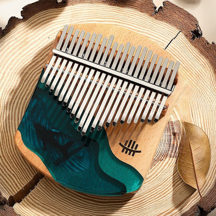Kalimba 17/21 touches en bois de Buddha Stones , piano à pouce portable en forme de baleine bleue des profondeurs marines