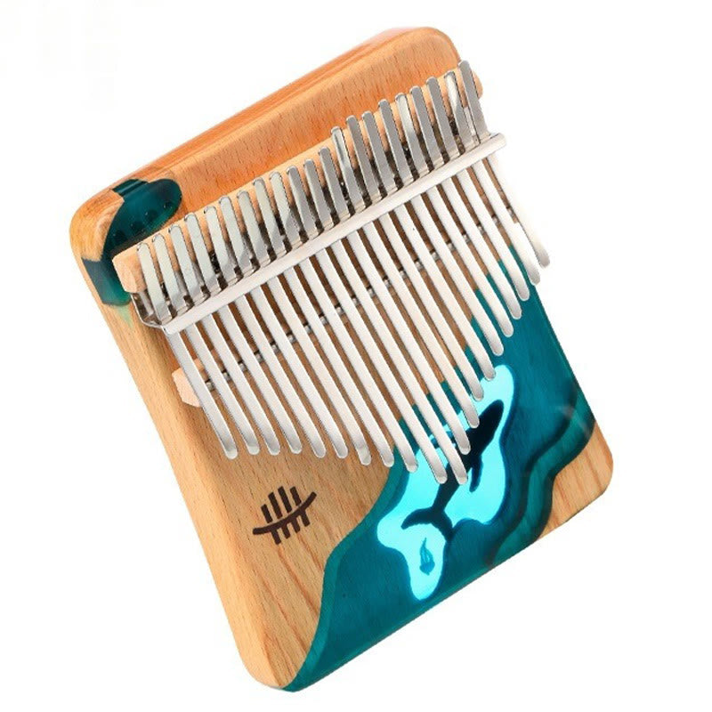 Kalimba 17/21 touches en bois de Buddha Stones , piano à pouce portable en forme de baleine bleue des profondeurs marines