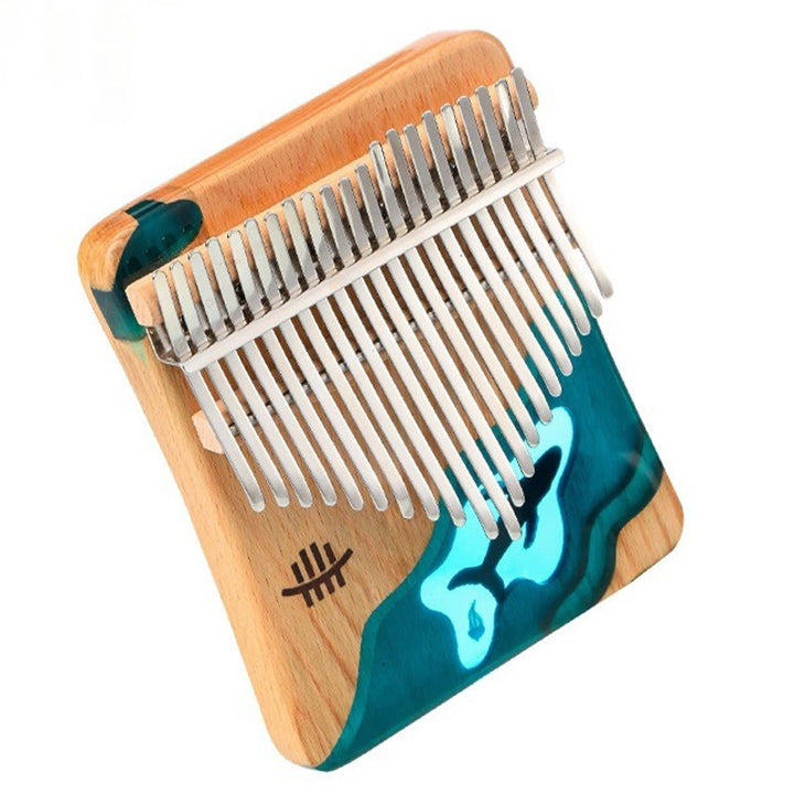 Kalimba 17/21 touches en bois de Buddha Stones , piano à pouce portable en forme de baleine bleue des profondeurs marines