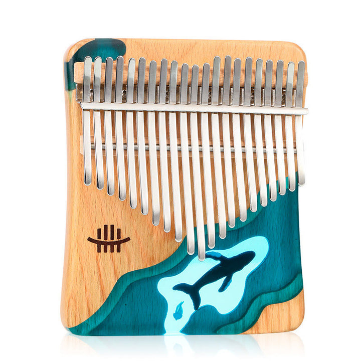 Kalimba 17/21 touches en bois de Buddha Stones , piano à pouce portable en forme de baleine bleue des profondeurs marines