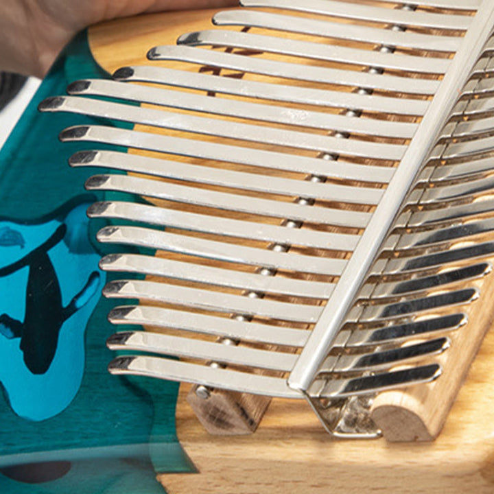 Kalimba 17/21 touches en bois de Buddha Stones , piano à pouce portable en forme de baleine bleue des profondeurs marines