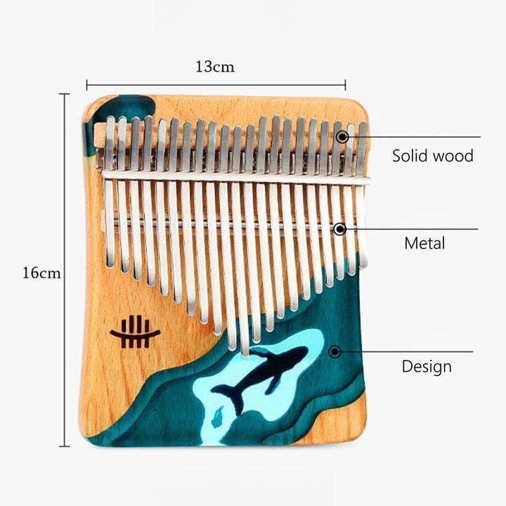 Kalimba 17/21 touches en bois de Buddha Stones , piano à pouce portable en forme de baleine bleue des profondeurs marines