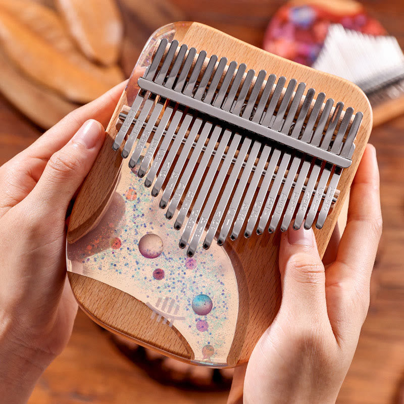 Kalimba 17/21 Buddha Stones en bois de hêtre, piano à pouce portable, planète univers
