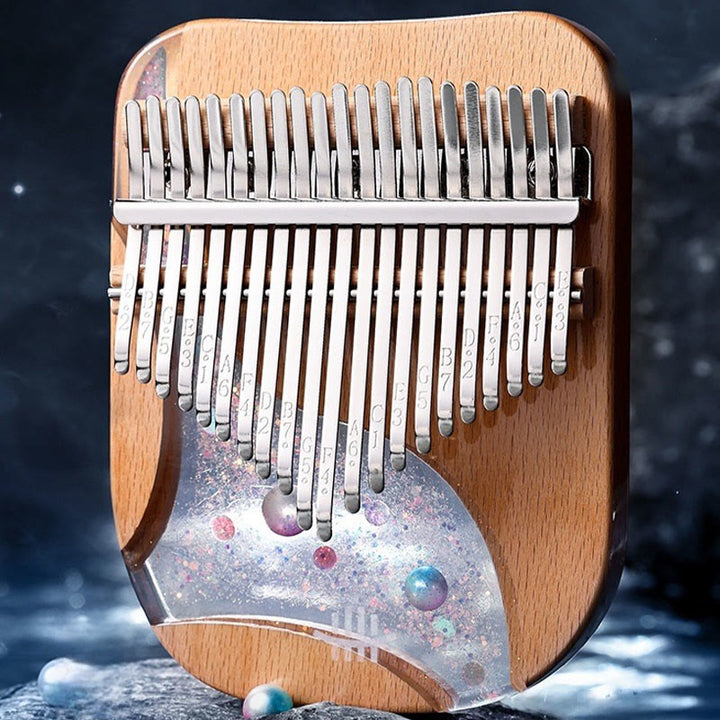 Kalimba 17/21 Buddha Stones en bois de hêtre, piano à pouce portable, planète univers