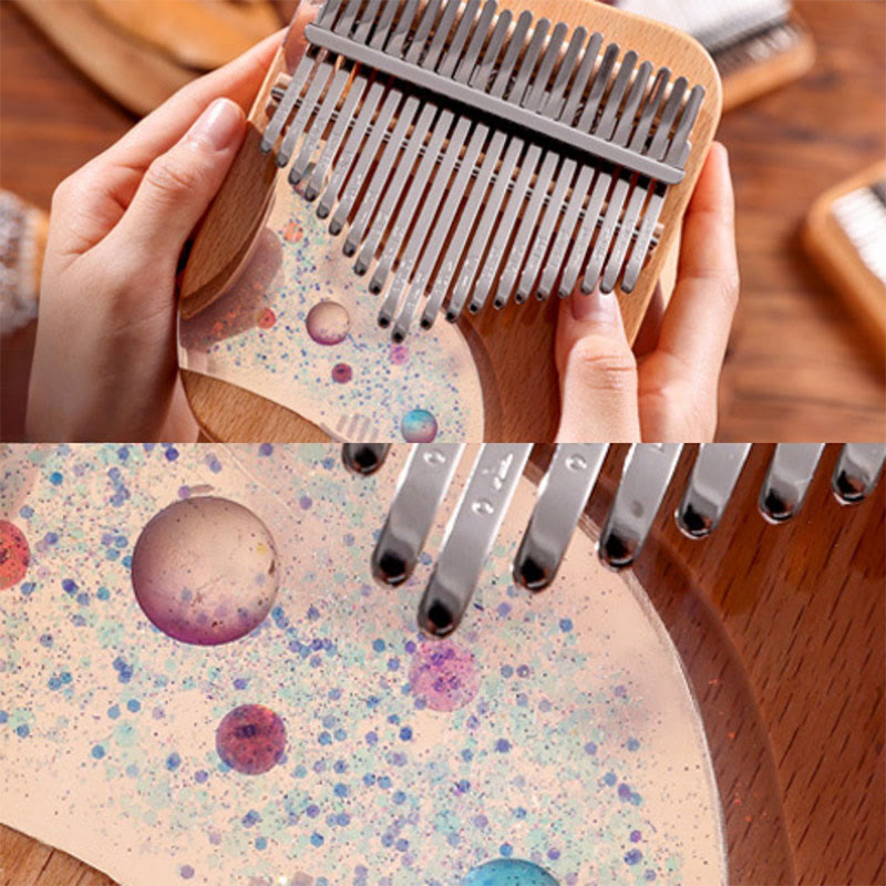 Kalimba 17/21 Buddha Stones en bois de hêtre, piano à pouce portable, planète univers