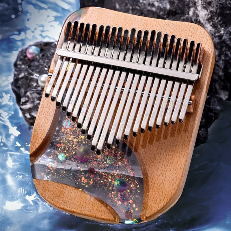 Kalimba 17/21 Buddha Stones en bois de hêtre, piano à pouce portable, planète univers