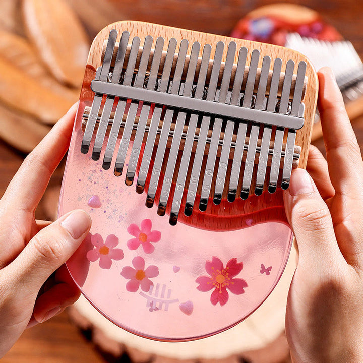 Kalimba 17/21 Buddha Stones en bois de hêtre et cerisier rose, piano à pouces portable
