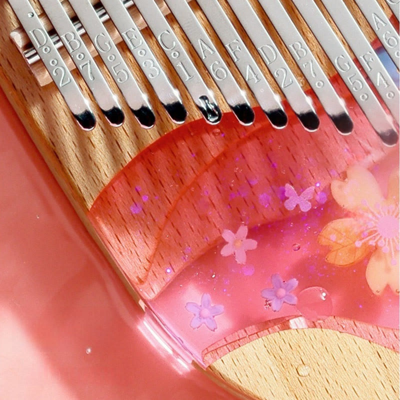 Kalimba 17/21 Buddha Stones en bois de hêtre et cerisier rose, piano à pouces portable
