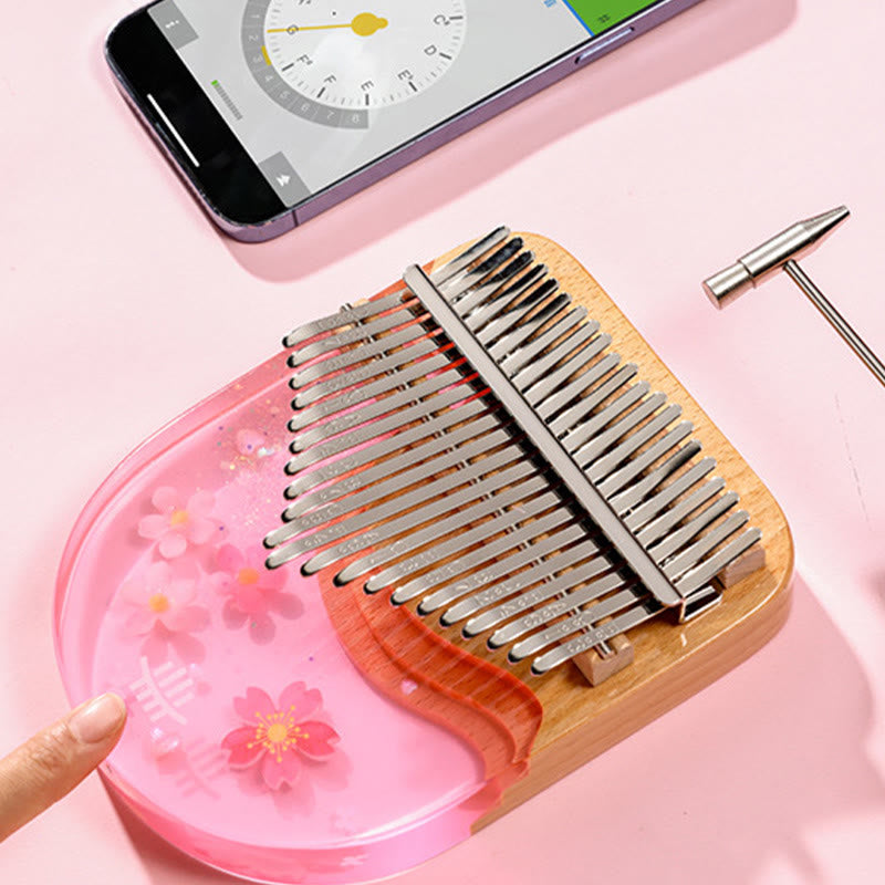 Kalimba 17/21 Buddha Stones en bois de hêtre et cerisier rose, piano à pouces portable
