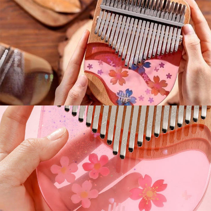 Kalimba 17/21 Buddha Stones en bois de hêtre et cerisier rose, piano à pouces portable
