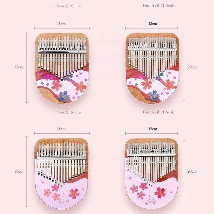 Kalimba 17/21 Buddha Stones en bois de hêtre et cerisier rose, piano à pouces portable