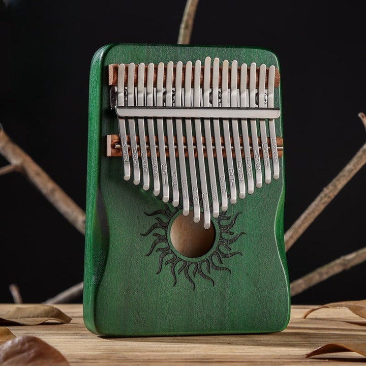 Kalimba 17/21 Buddha Stones en bois d'érable, piano à pouce portable pour débutants, motif soleil