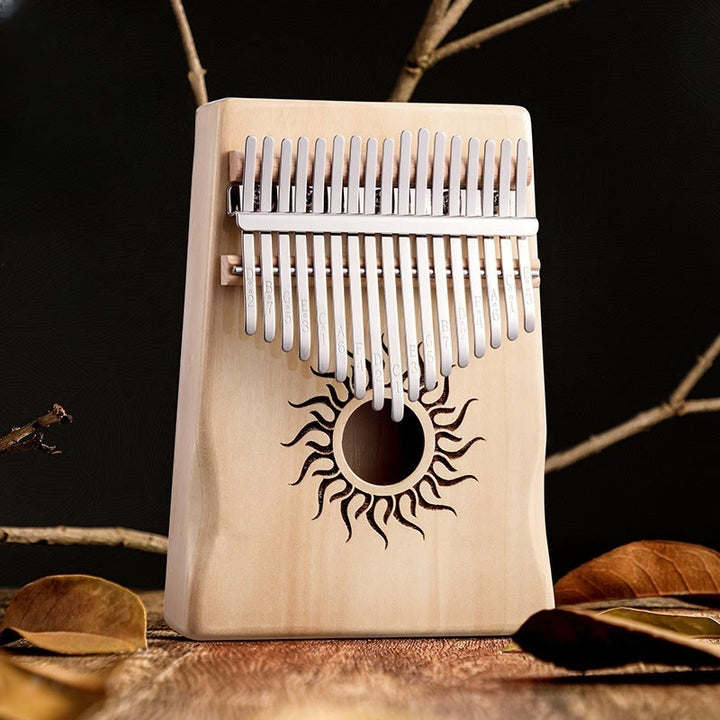 Kalimba 17/21 Buddha Stones en bois d'érable, piano à pouce portable pour débutants, motif soleil