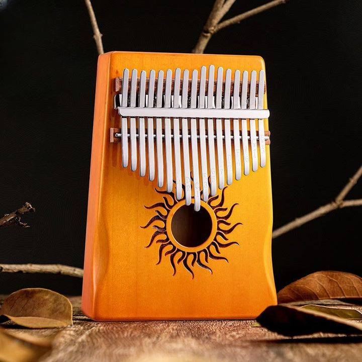Kalimba 17/21 Buddha Stones en bois d'érable, piano à pouce portable pour débutants, motif soleil