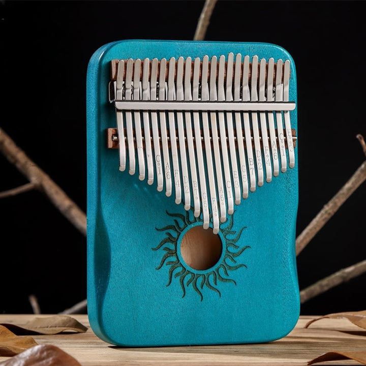 Kalimba 17/21 Buddha Stones en bois d'érable, piano à pouce portable pour débutants, motif soleil